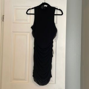 Black mini ruche dress